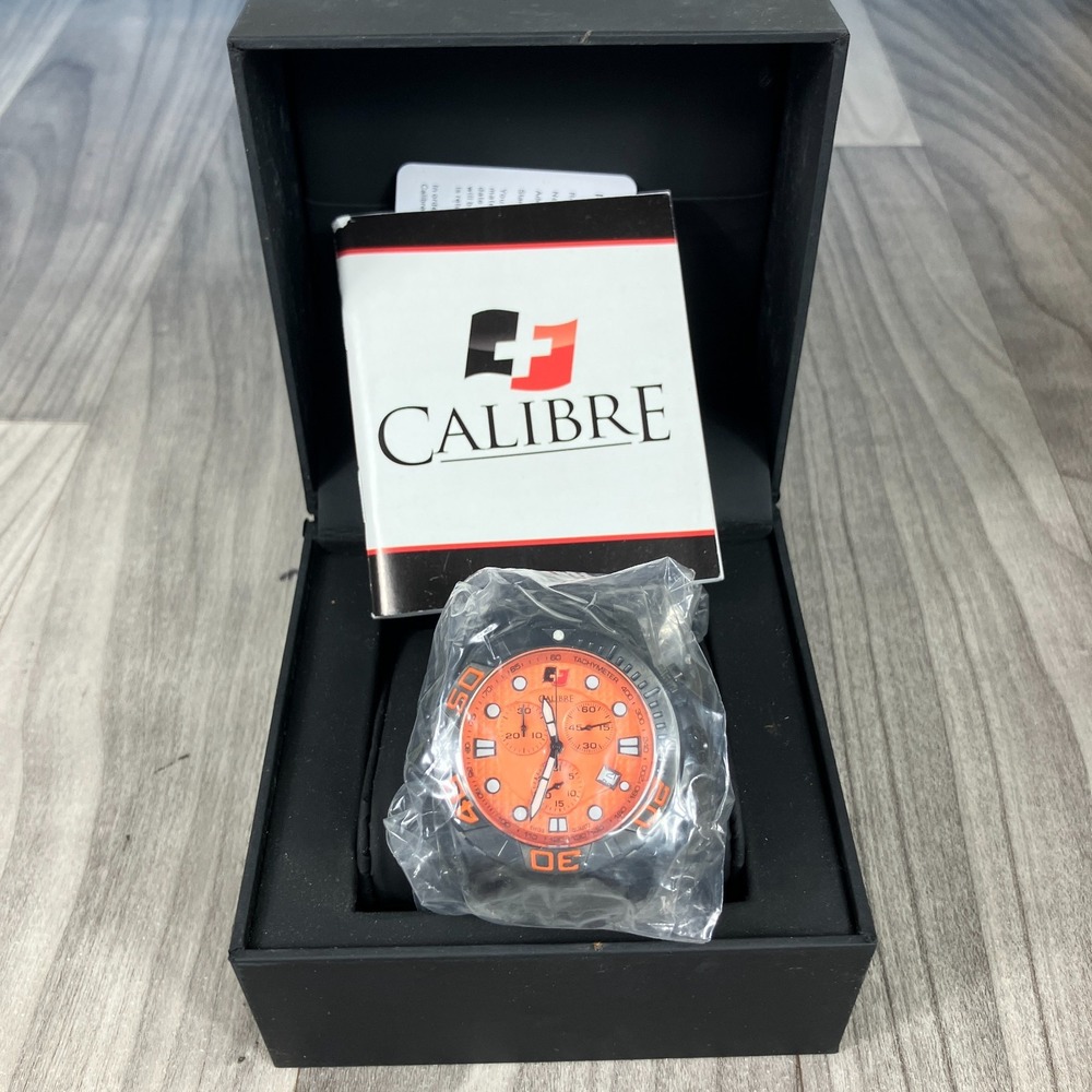 Calibre Men's SC-4A2-13-079 Akron Chrono Luminous‎ Black Rubber Date Watch